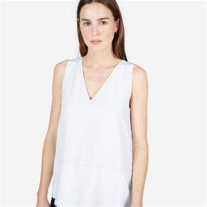 Everlane white silk v neck - double lined
